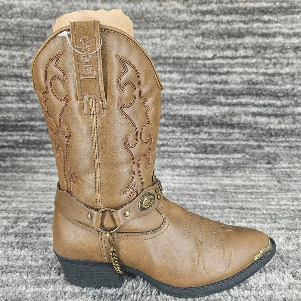 Vintage Laredo Faux Leather Youth Cowboy Boots with Boot Straps‎ size Size 5.5D